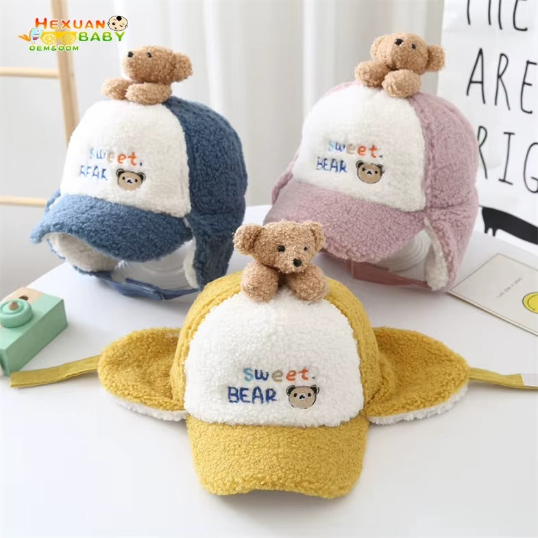 Girls Cute Cotton Vintage Animal Print Bucket Hat – Adjustable Winter & Autumn