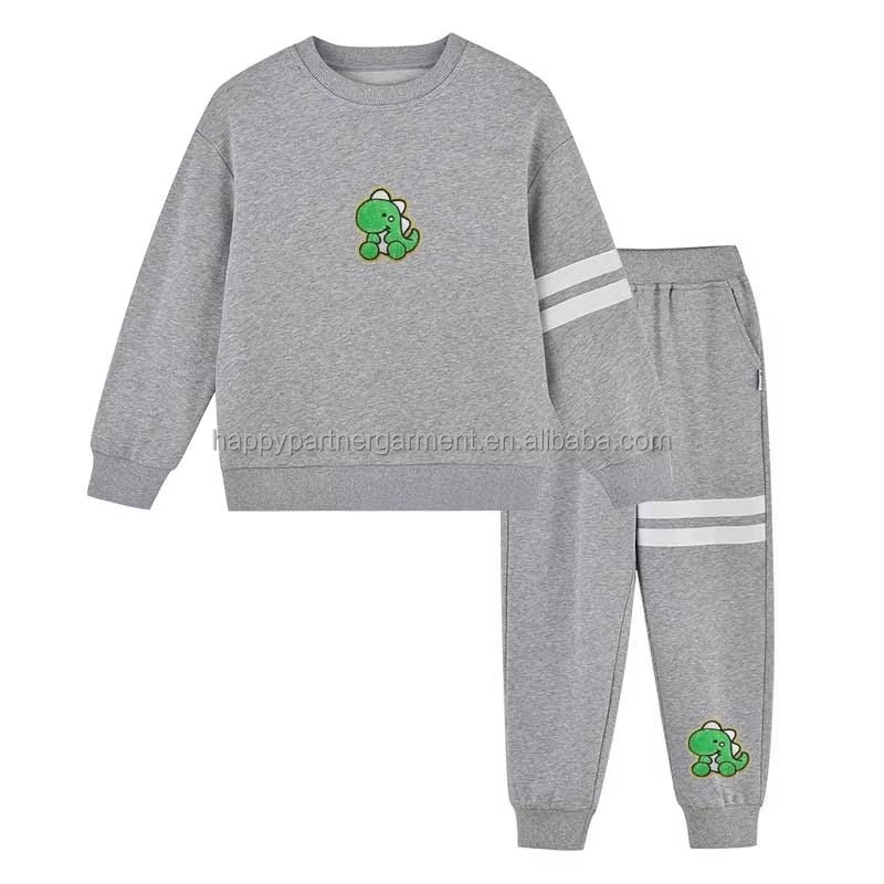 Boys 100% Cotton Blank Pullover Sweatshirt Casual 2-Piece Set (Autumn)