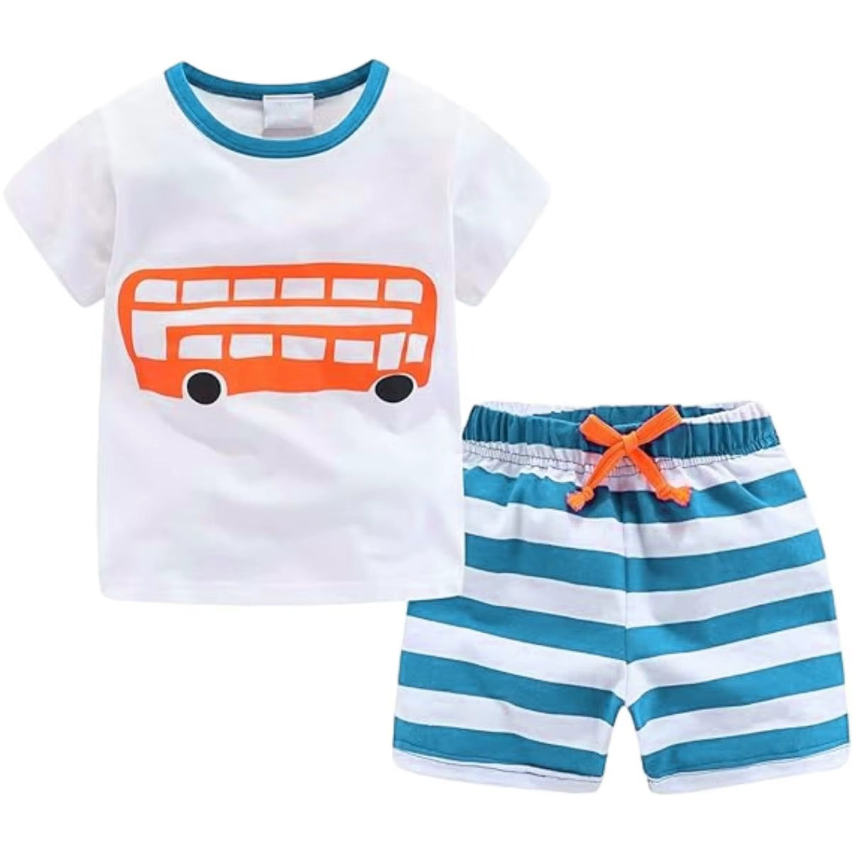 Baby Boys Cotton Breathable Cartoon T-Shirt & Shorts 2-Piece Casual Outfit Set