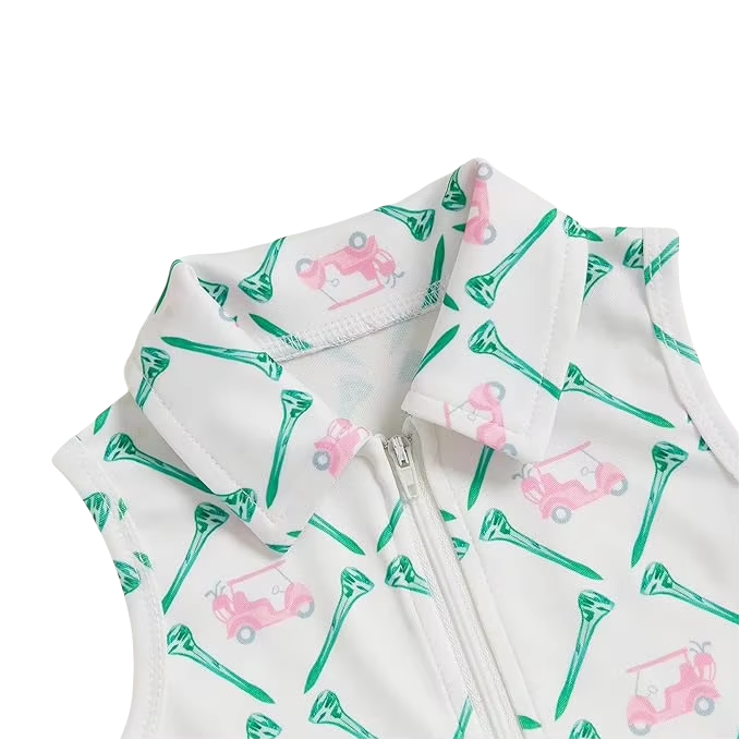 Girls Floral Cartoon Ruffled Sleeveless A-Line Princess Dress