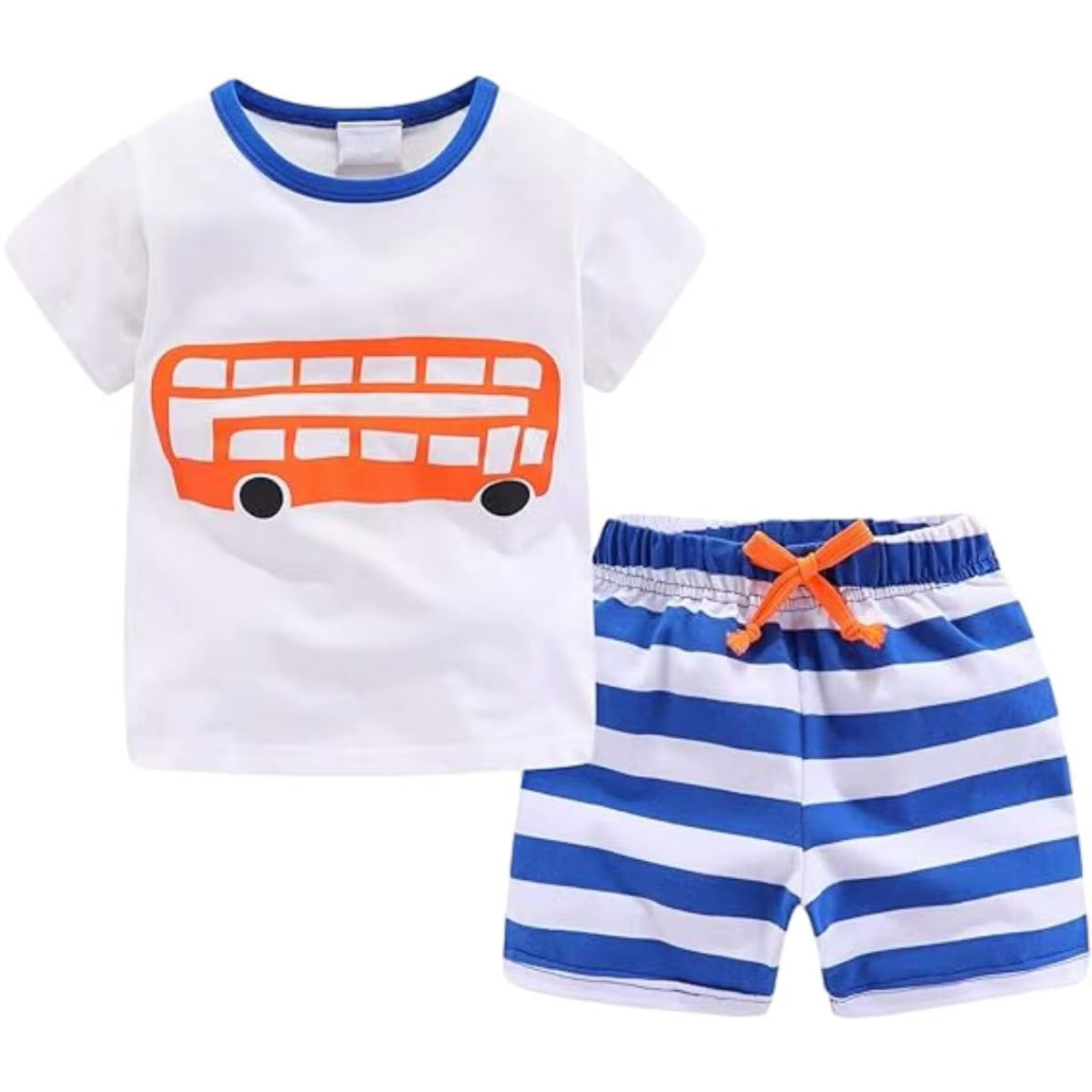 Baby Boys Cotton Breathable Cartoon T-Shirt & Shorts 2-Piece Casual Outfit Set