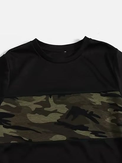 Boys Camouflage Print Short Sleeve Tee & Drawstring Shorts 2-Piece Set