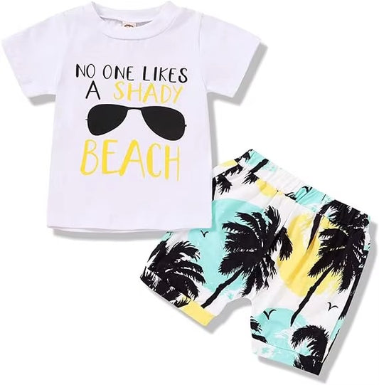 Boys Sleeveless Vest Tops & Shorts Summer Beach Casual Outfit Set