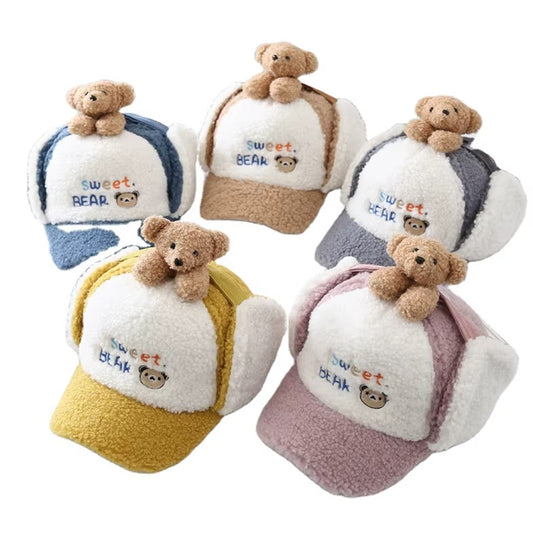 Girls Cute Cotton Vintage Animal Print Bucket Hat – Adjustable Winter & Autumn