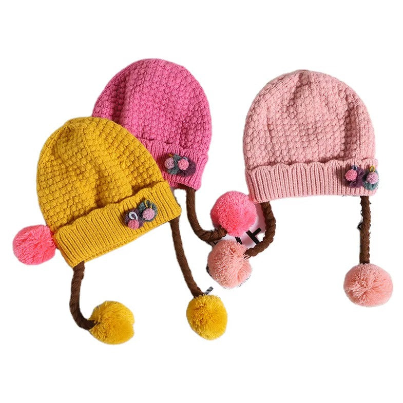 Kids Winter Warm Knit Crochet Beanie Hat with Pom Pom