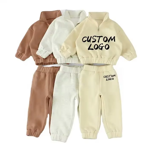 Boys Casual Fleece Zipper Long Sleeve 2-Piece Set (Spring/Autumn)