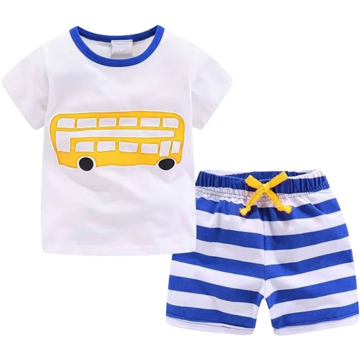 Baby Boys Cotton Breathable Cartoon T-Shirt & Shorts 2-Piece Casual Outfit Set