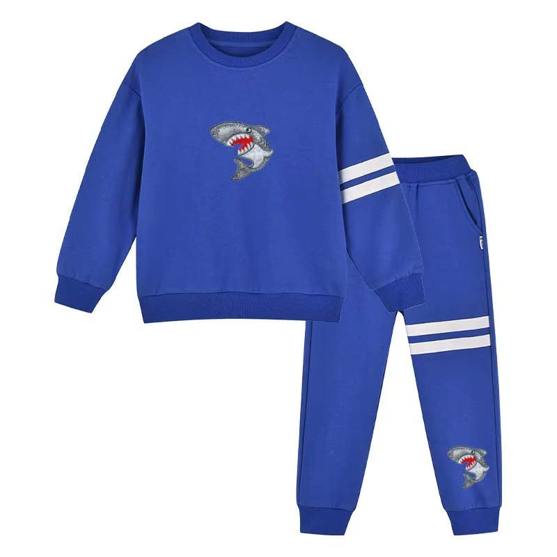 Boys 100% Cotton Blank Pullover Sweatshirt Casual 2-Piece Set (Autumn)