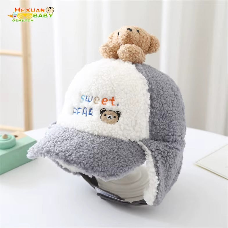 Girls Cute Cotton Vintage Animal Print Bucket Hat – Adjustable Winter & Autumn