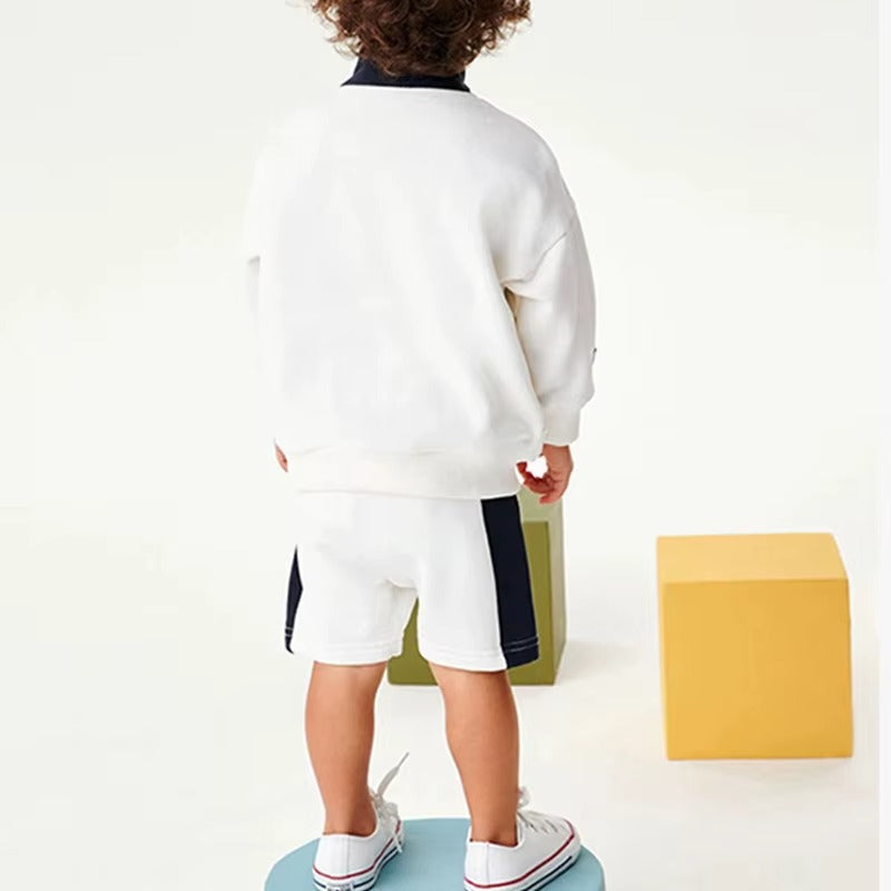 Boys French Terry Zipper Sweatshirt & Shorts 2-Piece Fall Set