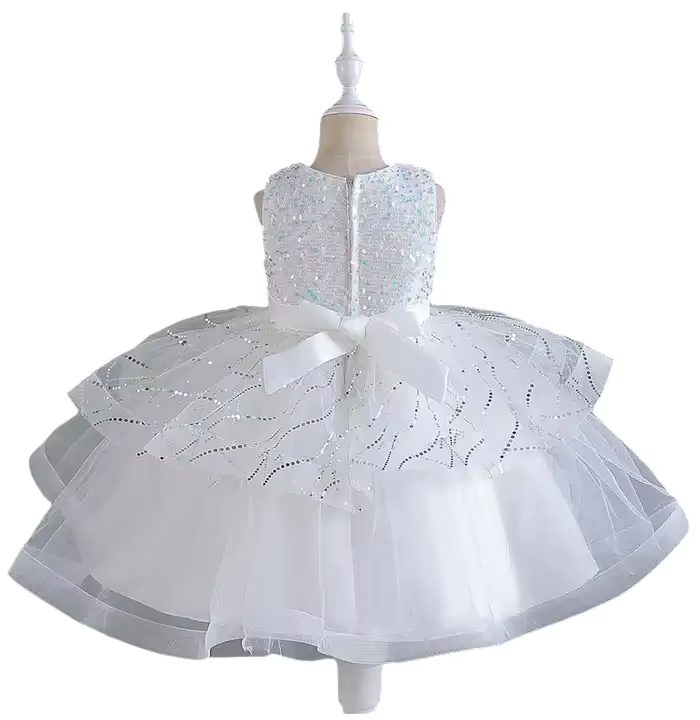 Girls Princess Fluffy Birthday Wedding Dress