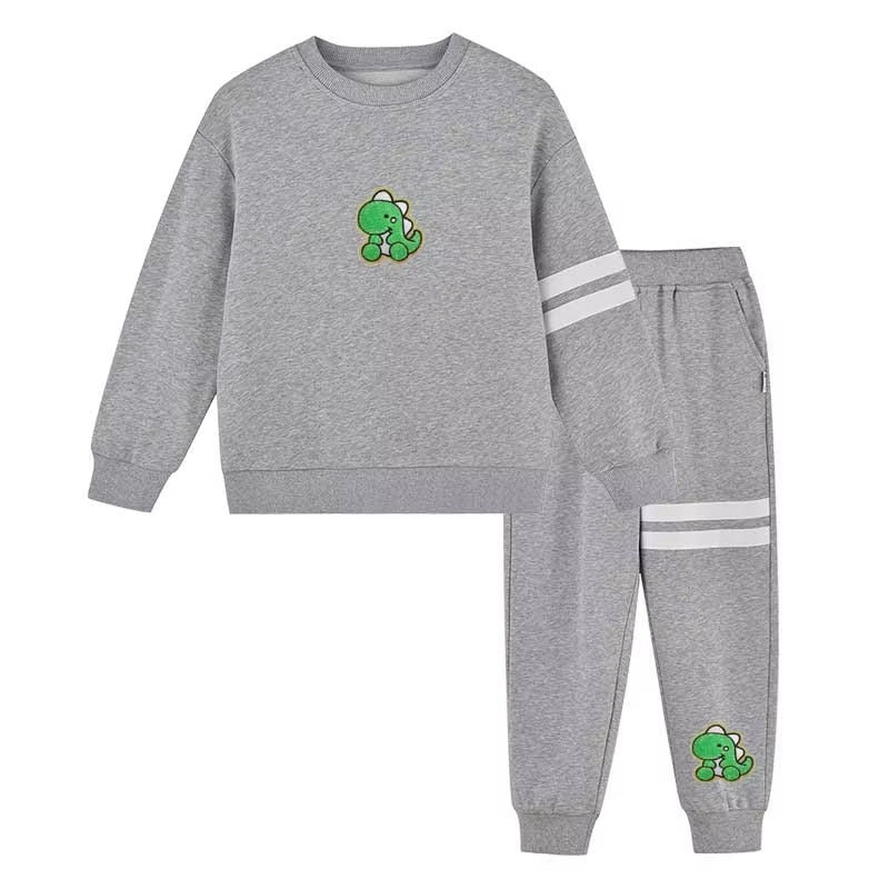 Boys 100% Cotton Blank Pullover Sweatshirt Casual 2-Piece Set (Autumn)