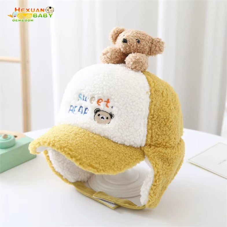 Girls Cute Cotton Vintage Animal Print Bucket Hat – Adjustable Winter & Autumn