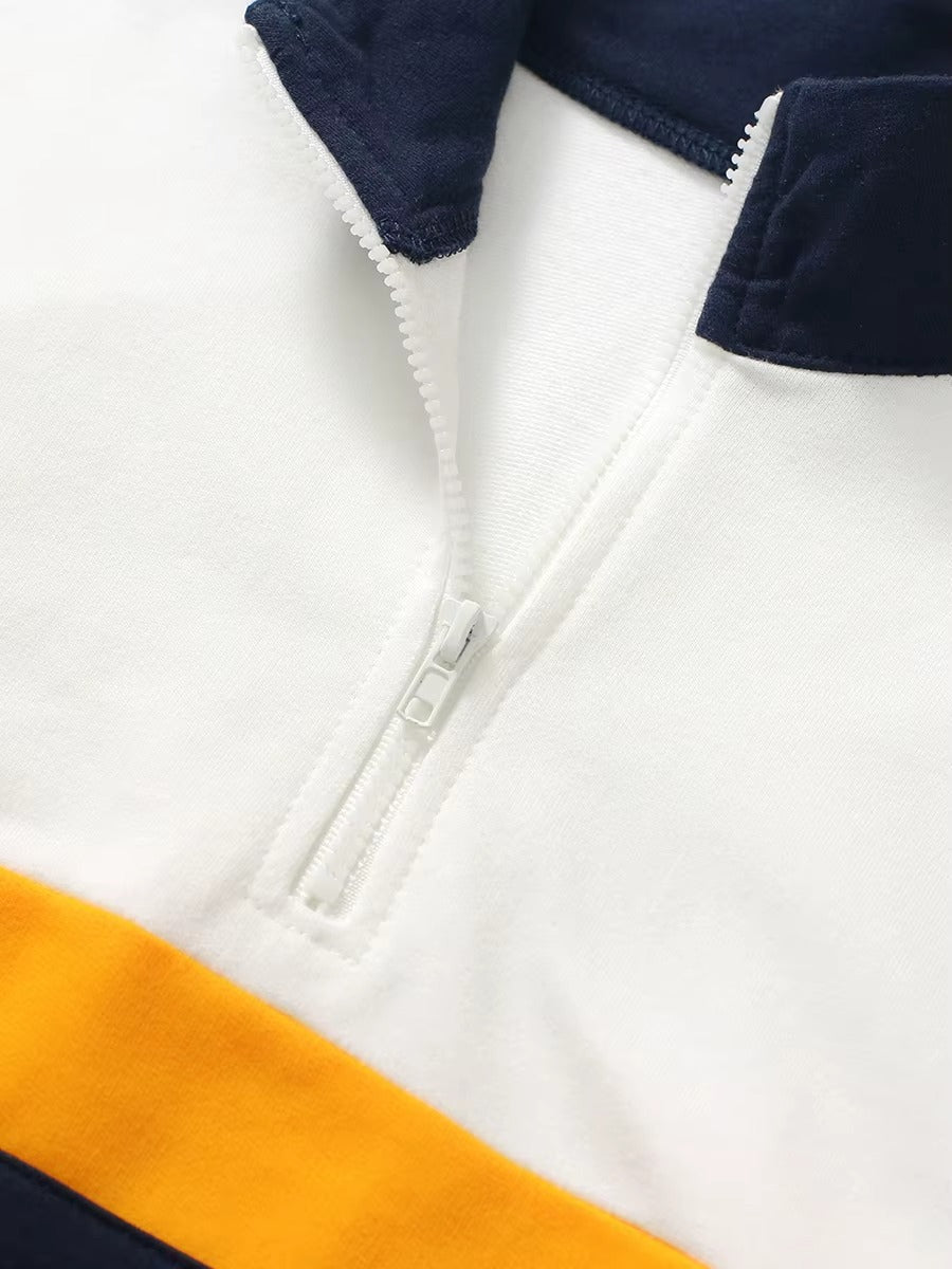 Boys French Terry Zipper Sweatshirt & Shorts 2-Piece Fall Set