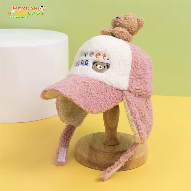 Girls Cute Cotton Vintage Animal Print Bucket Hat – Adjustable Winter & Autumn