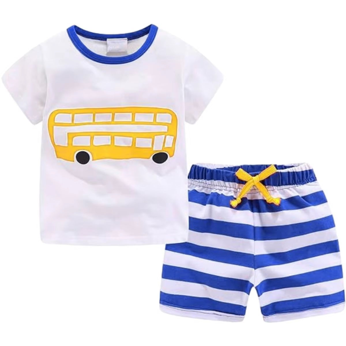 Baby Boys Cotton Breathable Cartoon T-Shirt & Shorts 2-Piece Casual Outfit Set